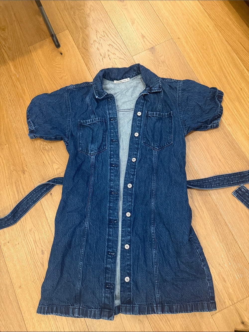 Abercrombie & Fitch Dark Indigo Denim Button-Front Mini Dress - Picture 2 of 4
